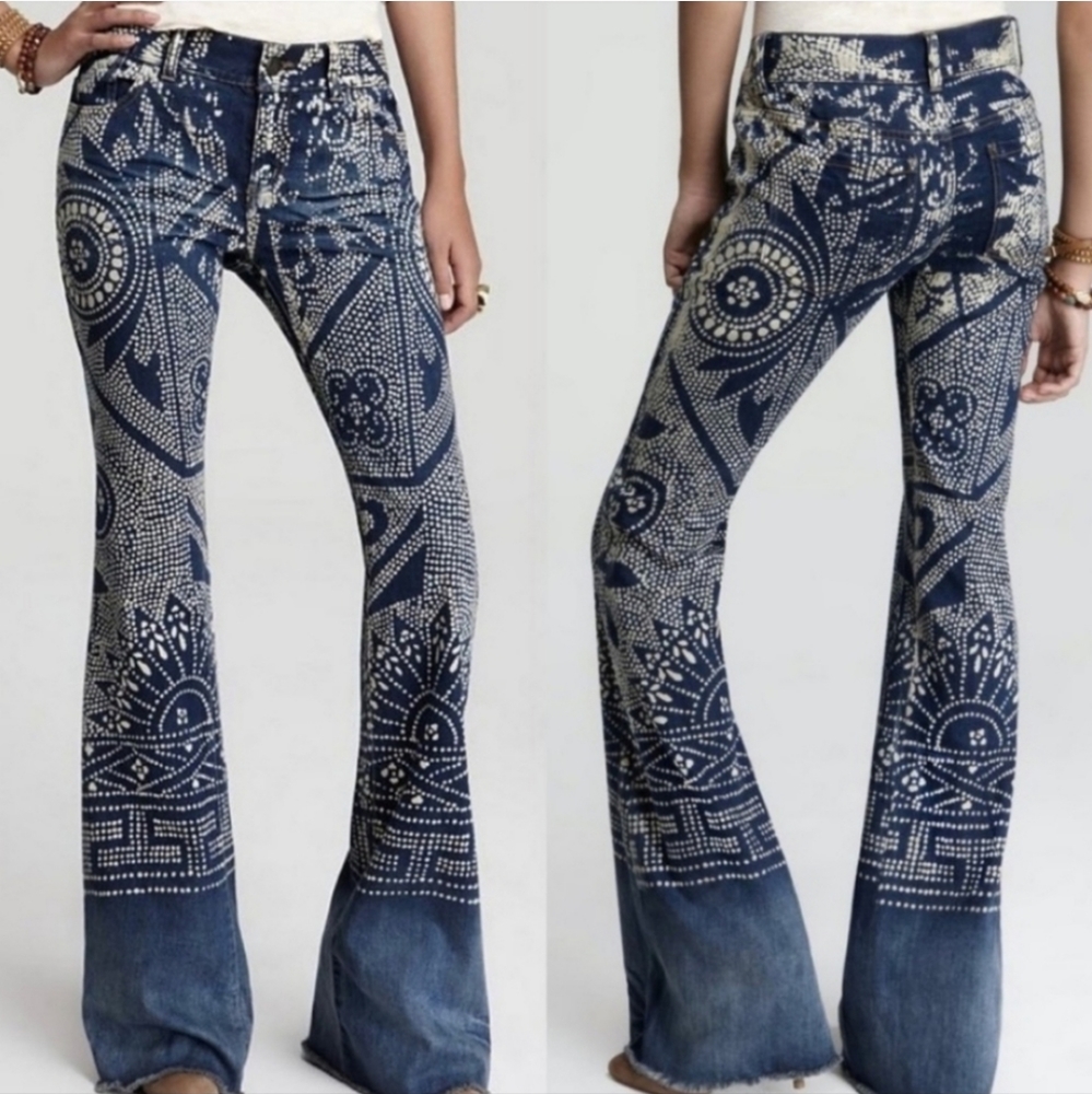 Free People Discharge Bali Bleached Flare Jeans
